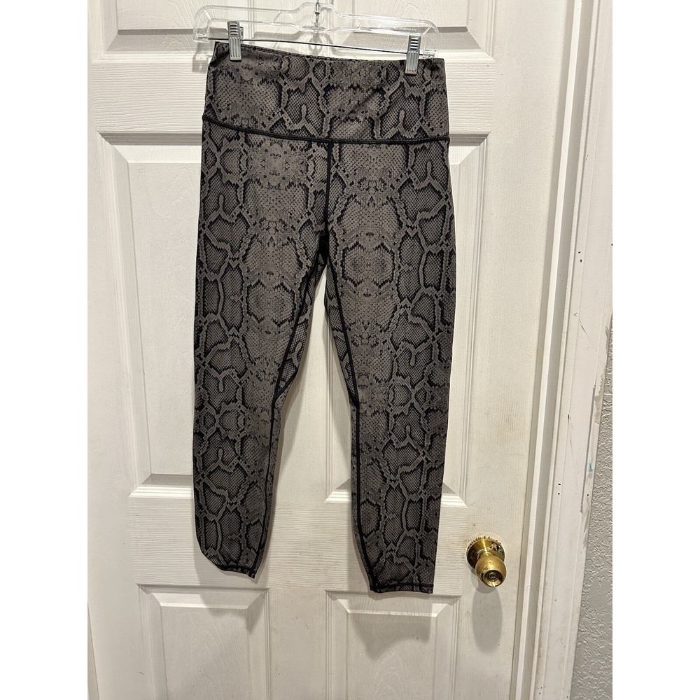Varley Grey‎ Snakeskin Print High Rise Leggings Size Large Python Activewear 25"